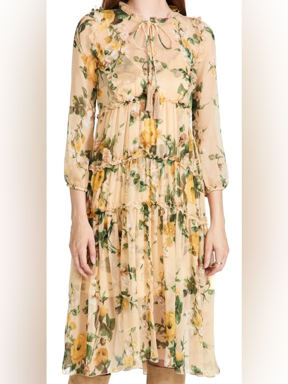 OPT Selena Floral Tiered Midi Dress | Size L